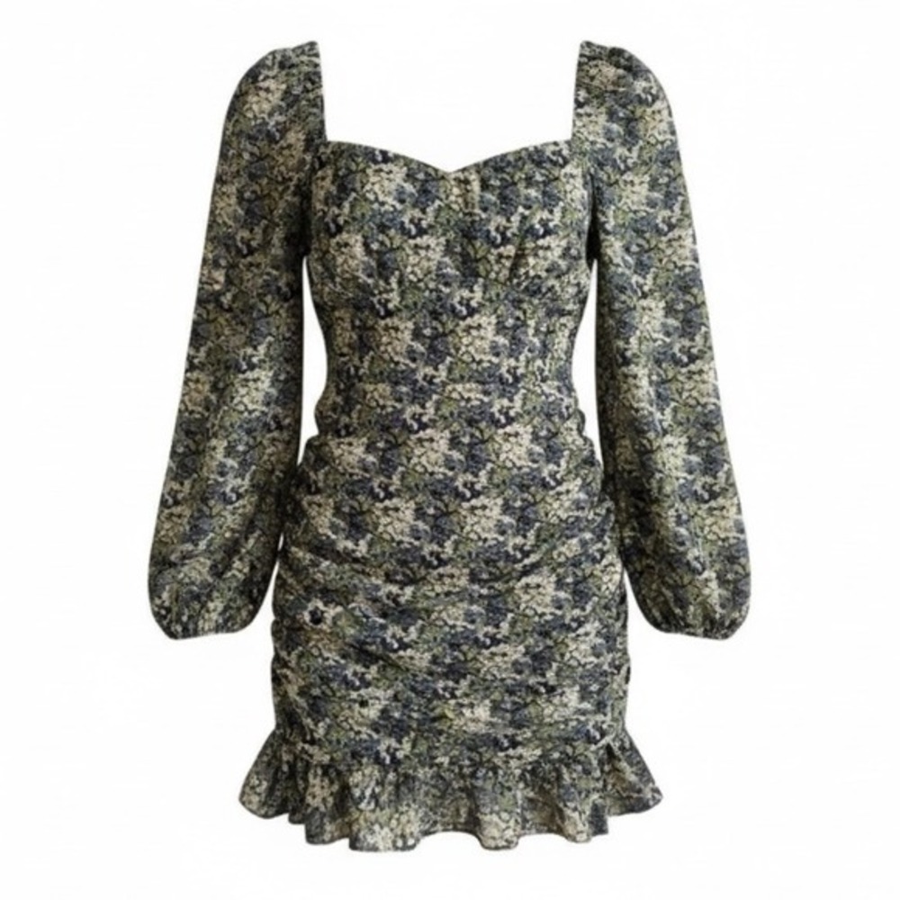 Floral‎ Ruched Babydoll Mini Dress Small Fairy Coquette Feminine Wedding Guest